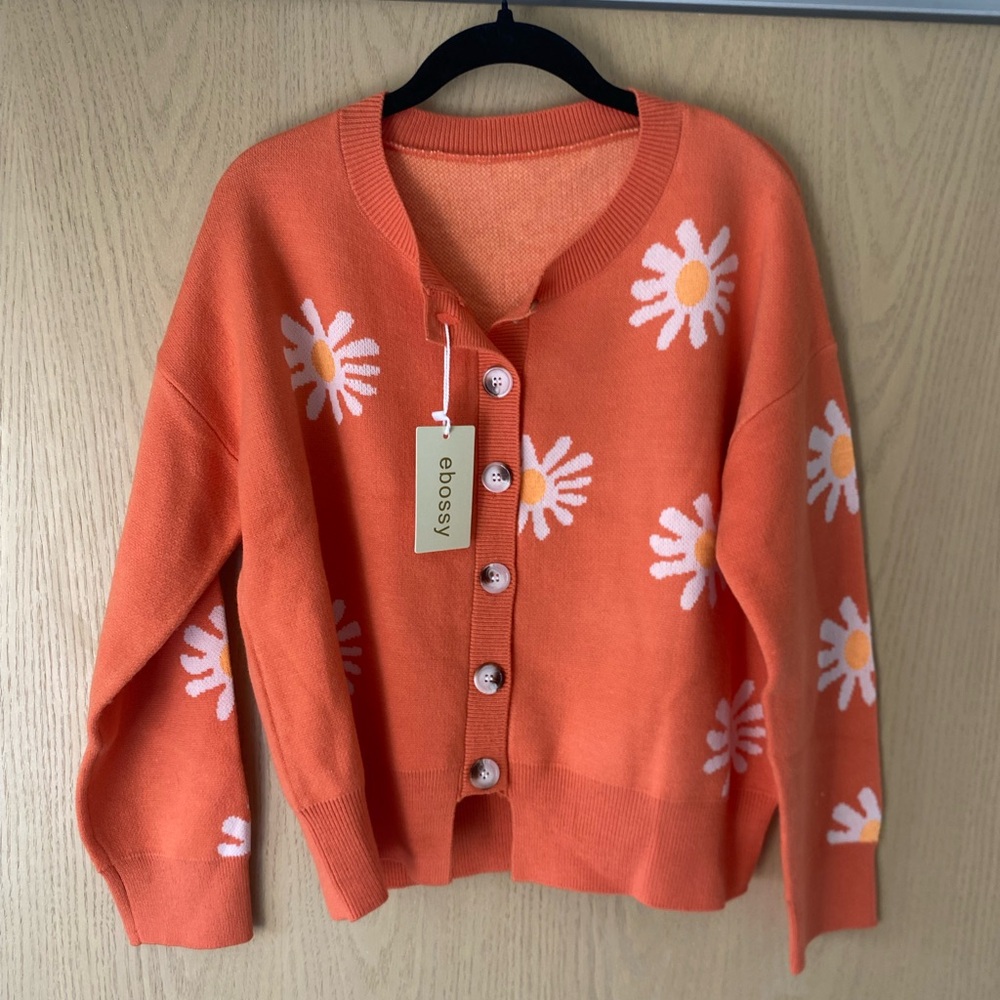 Orange Floral Women's Sweater